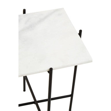 Mandoli White Marble Side Table