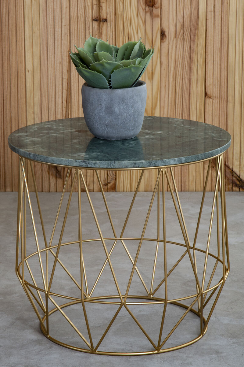 Mandoli Green Side Table With Gold Frame