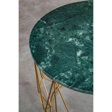 Mandoli Green Side Table With Gold Frame