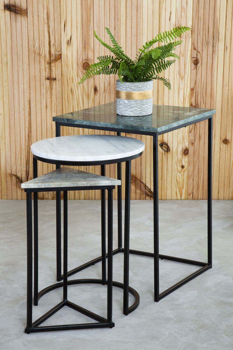 Mandoli Nest Of 3 Assorted Marble Tables - Image 3