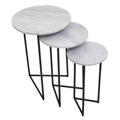 Mandoli Nest Of 3 White Marble Side Tables - Image 5
