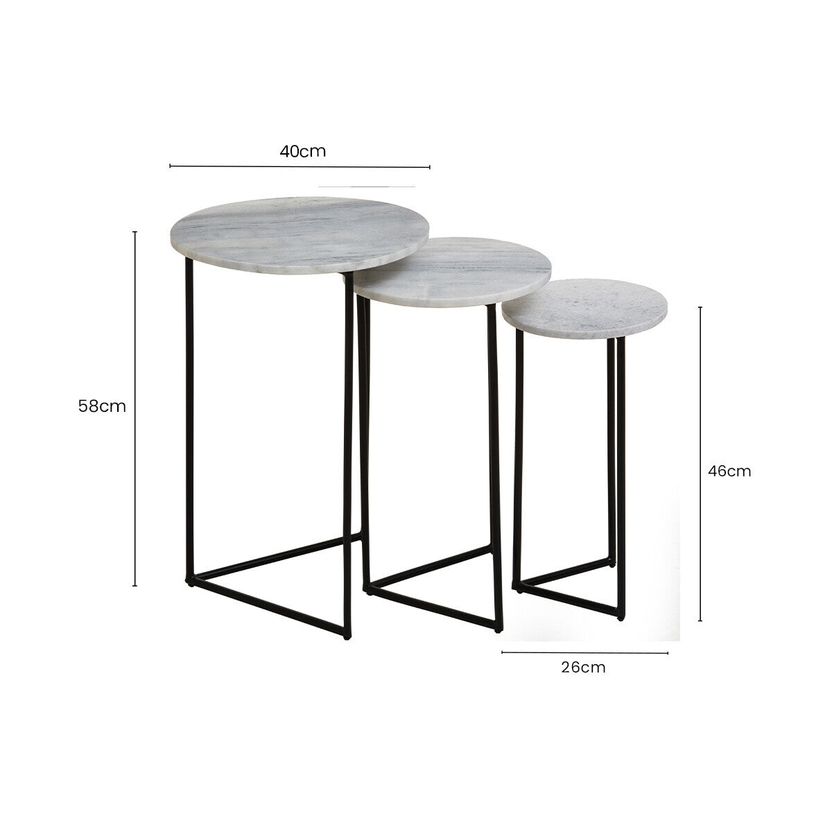 Mandoli Nest Of 3 White Marble Side Tables - Image 12
