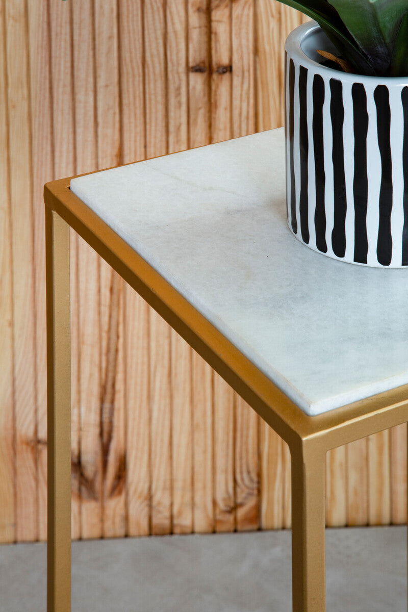 Mandoli Nest Of 2 White Marble Top Square Side Tables - Image 6