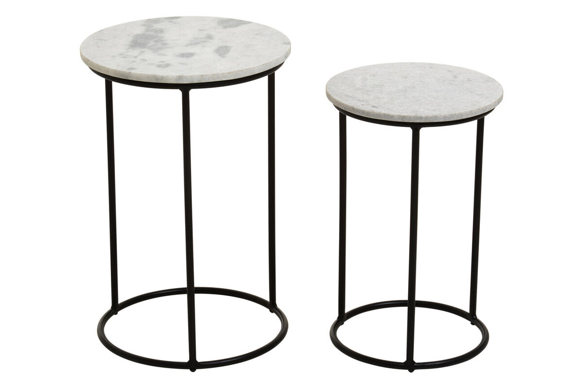 Mandoli Nest Of 2 White Marble Top Side Tables
