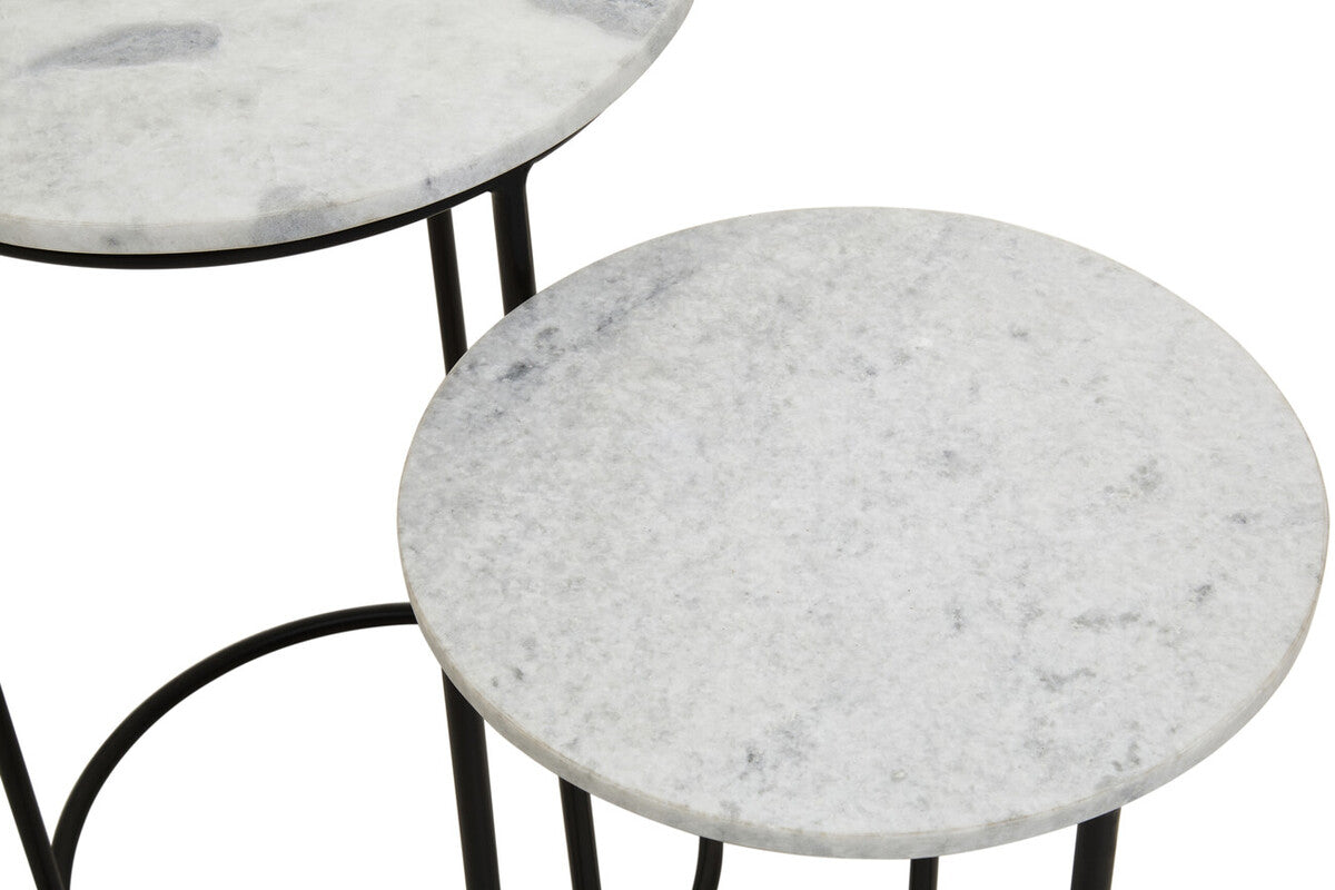 Mandoli Nest Of 2 White Marble Top Side Tables
