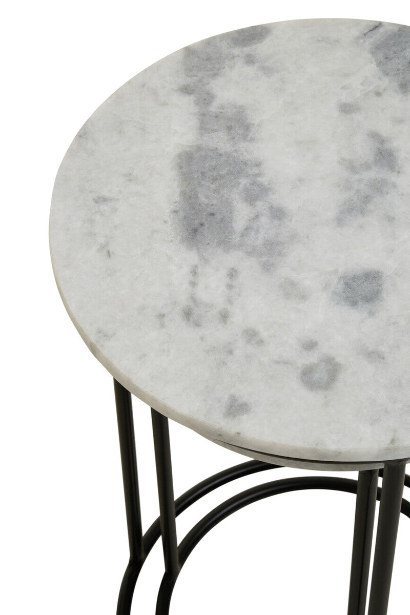 Mandoli Nest Of 2 White Marble Top Side Tables