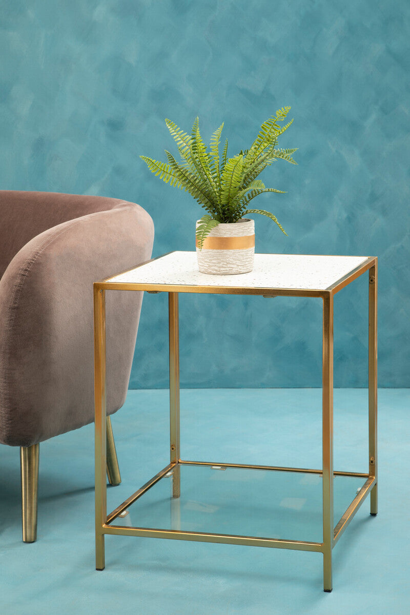 Novi Glass Top And Gold Frame Side Table