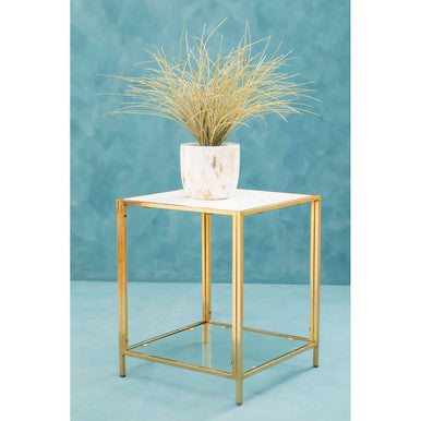 Novi Glass Top And Gold Frame Side Table