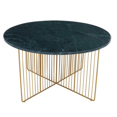 Nirav Green Marble And Gold Frame Coffee Table