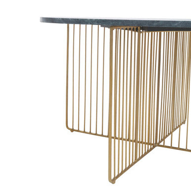 Nirav Green Marble And Gold Frame Coffee Table