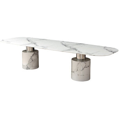 Marble-patterned coffee table with metallic legs on a white background