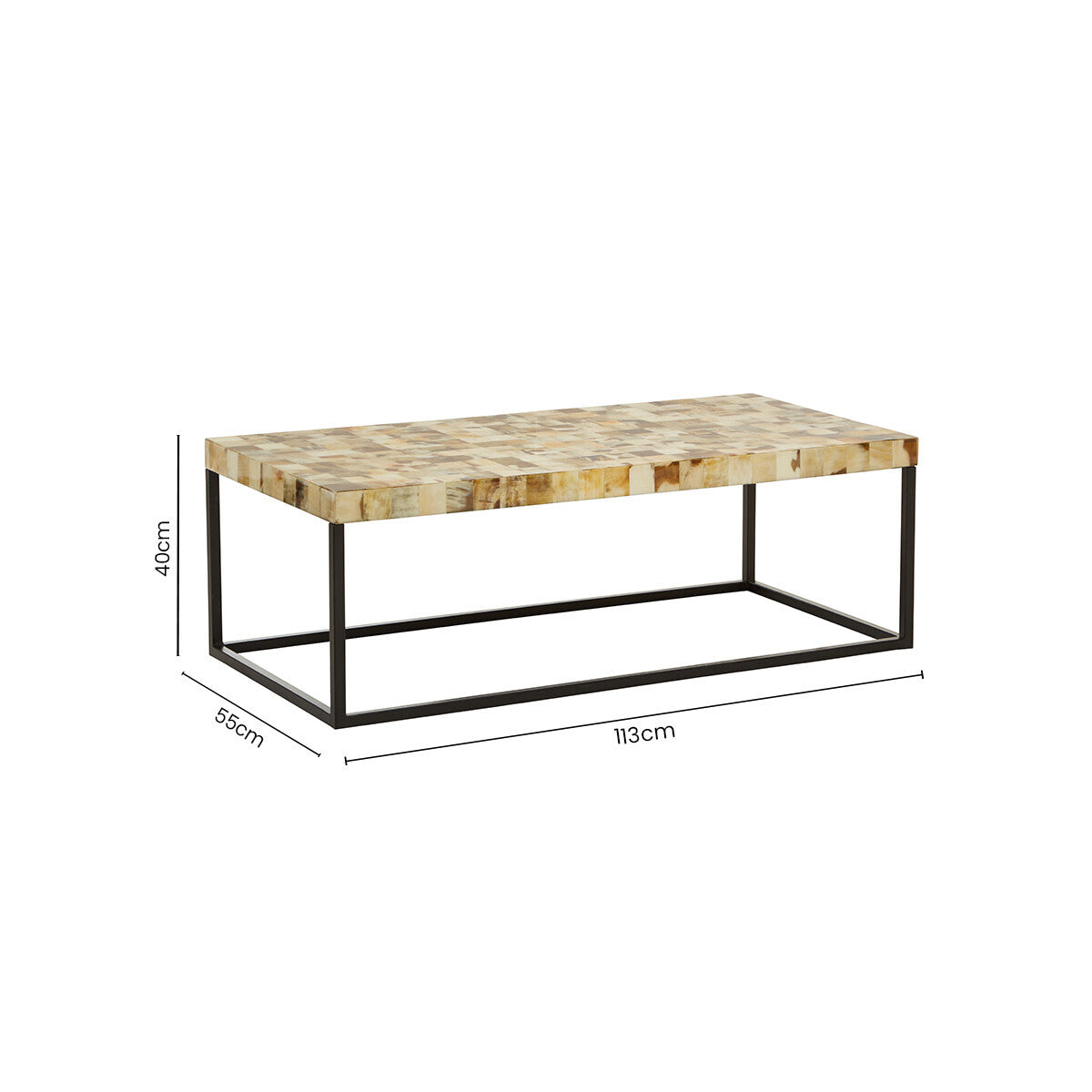 Obra Cream Mother of Pearl Rectangle Coffee Table - Image 9