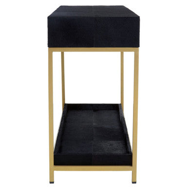 Kensington Townhouse Hair on Leather Two Drawer Console Table - Image 3