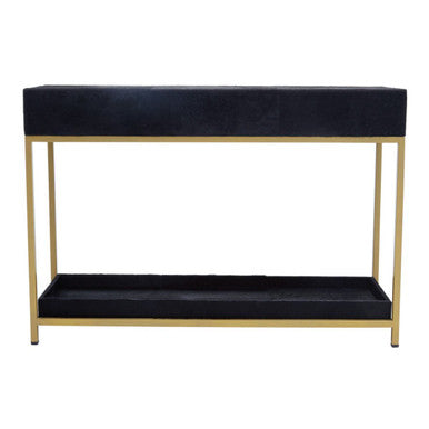 Kensington Townhouse Hair on Leather Two Drawer Console Table - Image 4
