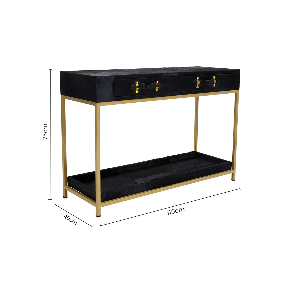 Kensington Townhouse Hair on Leather Two Drawer Console Table - Image 10