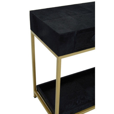 Kensington Townhouse Hair on Leather Two Drawer Console Table - Image 6