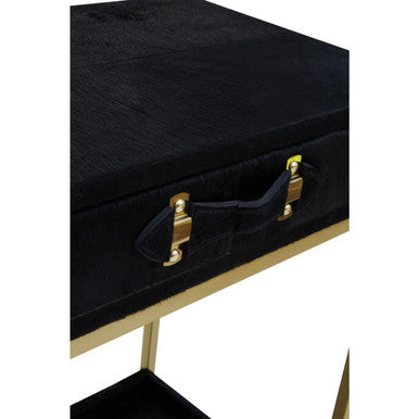 Kensington Townhouse Hair on Leather Two Drawer Console Table - Image 7