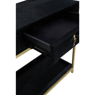 Kensington Townhouse Hair on Leather Two Drawer Console Table - Image 8