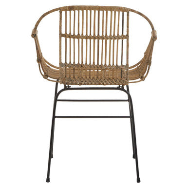 Java Natural Rattan With Black Metal Arm Chair