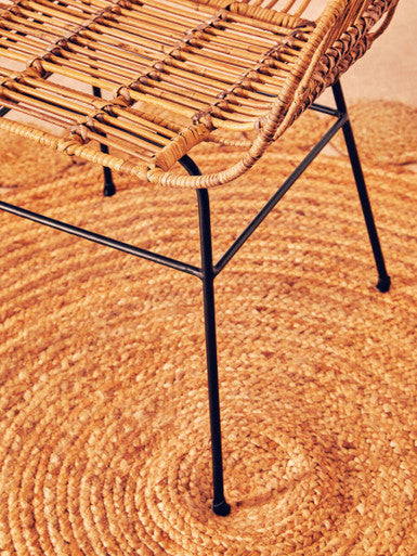 Java Natural Rattan With Black Metal Armchair