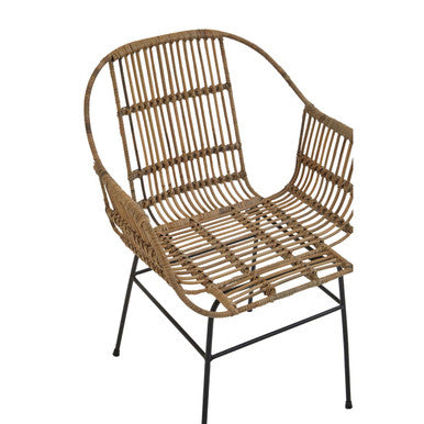 Java Natural Rattan With Black Metal Armchair