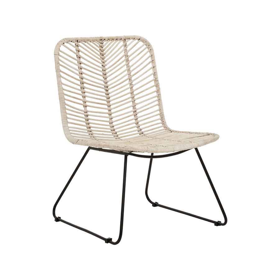 Java Natural Rattan Black Metal Chair
