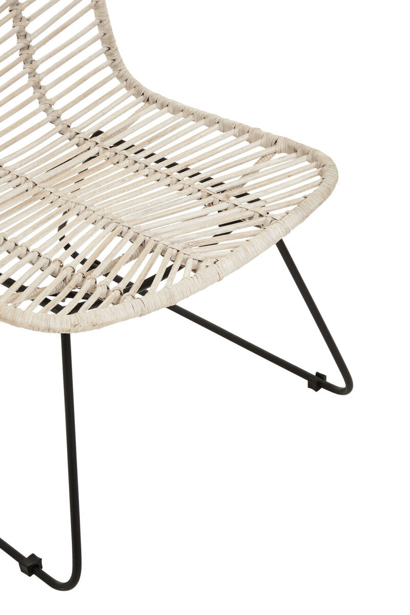 Java Natural Rattan Black Metal Chair