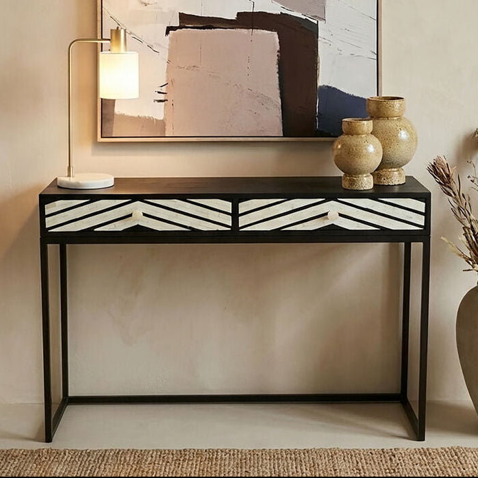 Fusion Two Drawers with Bone Inlay Console Table - Image 2