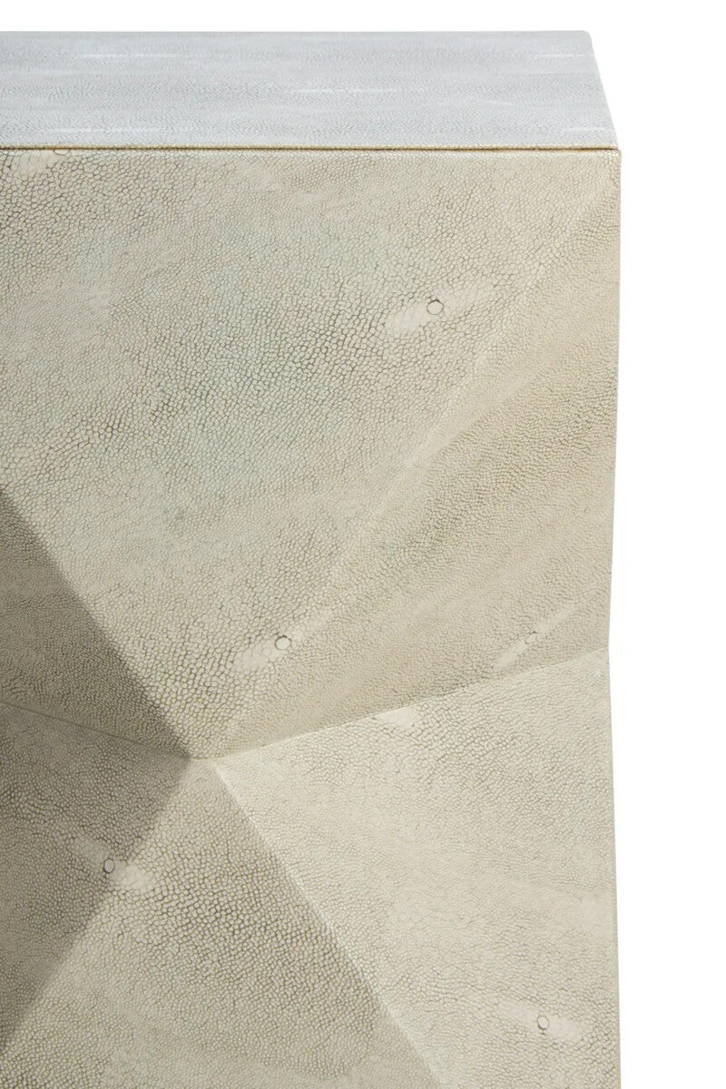 Grey Shagreen Effect Square Side Table with Geometric Design, Cardona