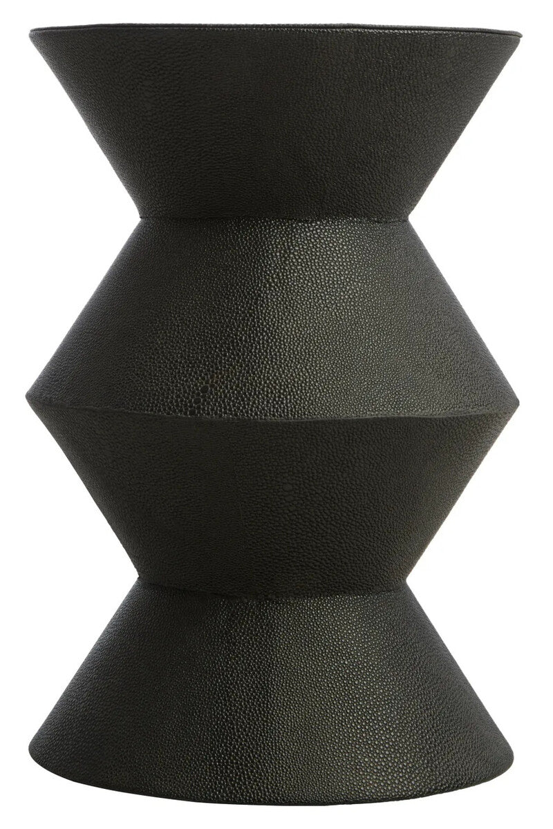 Black Shagreen Effect Round Side Table, Cardona