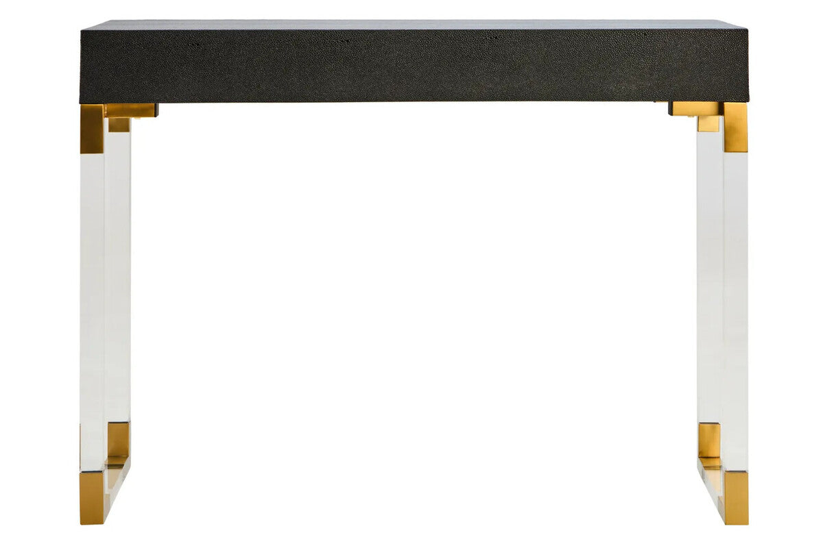 Black Shagreen Effect 2 Drawer Console Table, Cardona