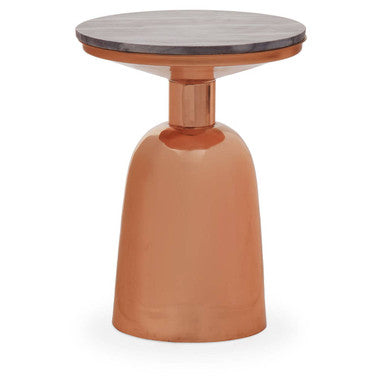 Amira Black Marble Top Copper Base Side Table.