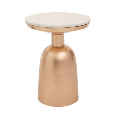 Amira White Marble Top Gold Base Side Table.