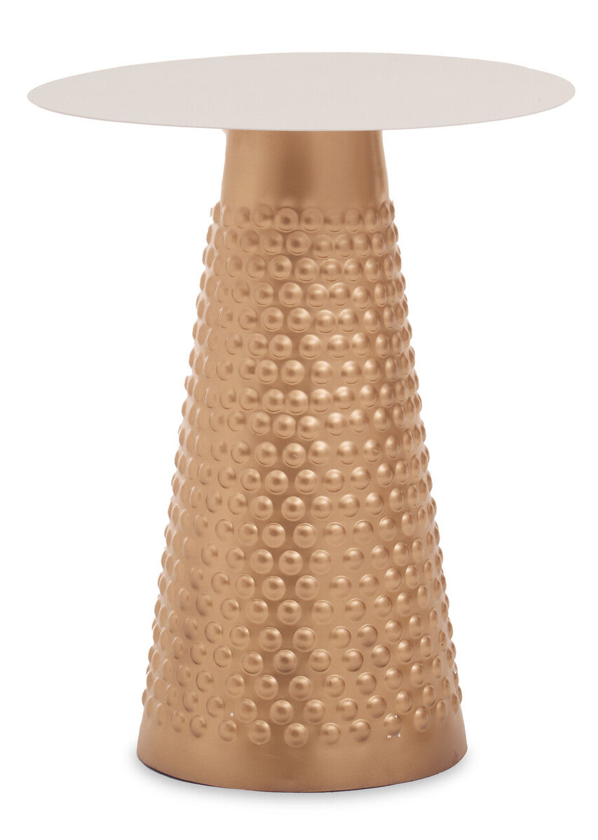 Amira White Top Gold Base Side Table