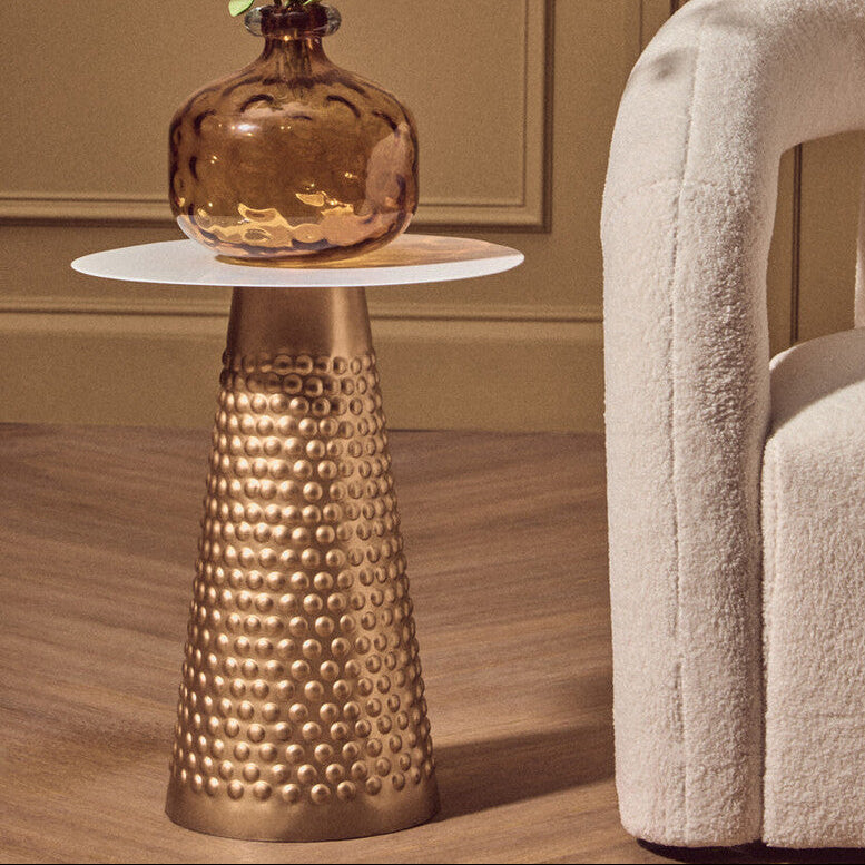 Amira White Top Gold Base Side Table - Image 1