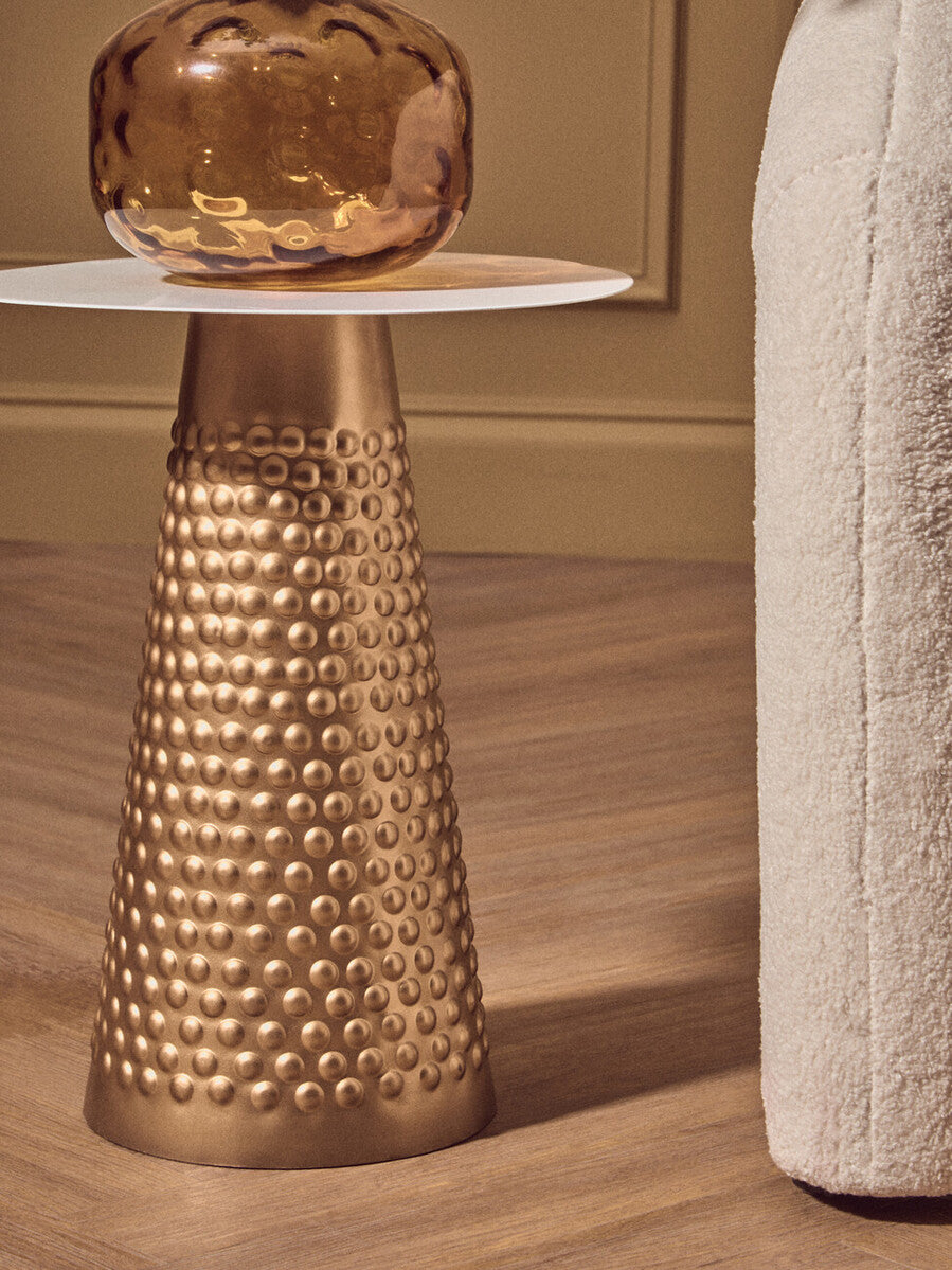 Amira White Top Gold Base Side Table - Image 3