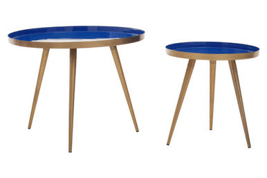 Amira Blue Enamel Nest Of Two Tables.