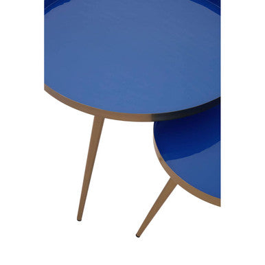 Amira Blue Enamel Nest of Two Tables