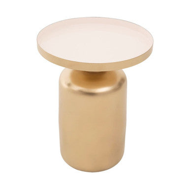 Amira Off White Enamel Top Matte Gold Base Side Table