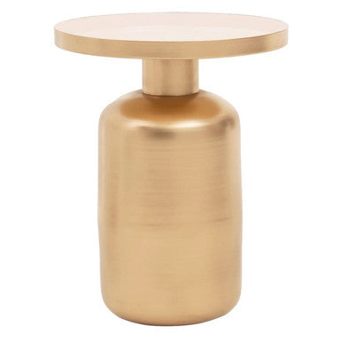 Amira Off White Enamel Top Matte Gold Base Side Table