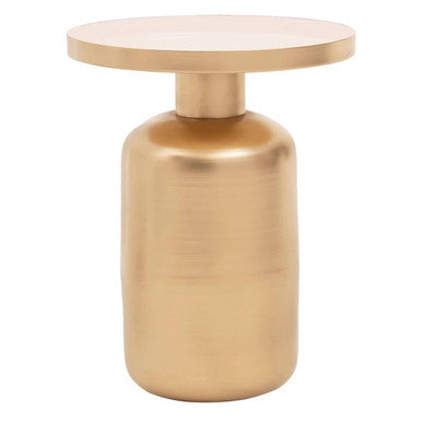 Amira Off White Enamel Top Matte Gold Base Side Table