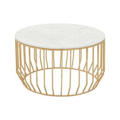 Pali White Marble And Gold Coffee Table.