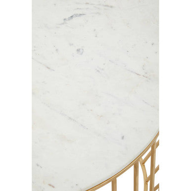 Pali White Marble and Gold Coffee Table