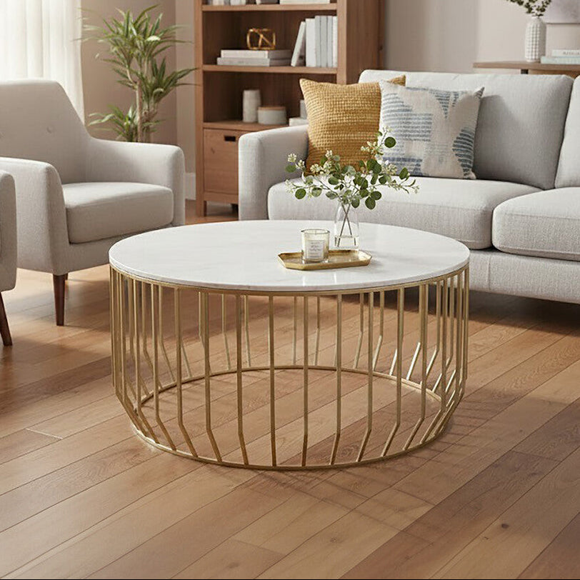 Pali White Marble And Gold Coffee Table - Image 1