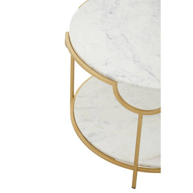 Pali Two Tier White And Gold Side Table.