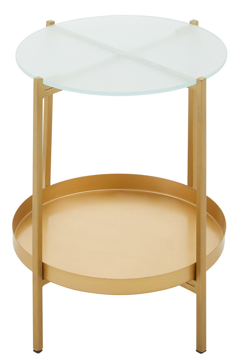 Pali Two Tier Glass And Iron Side Table