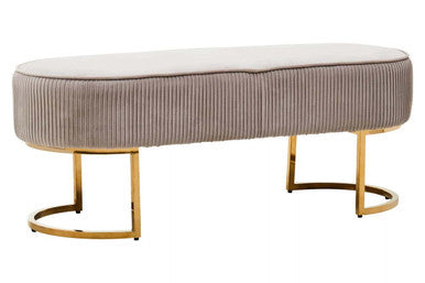 Zamora Mink Velvet Ottoman Bench With Gold Finish Legs.