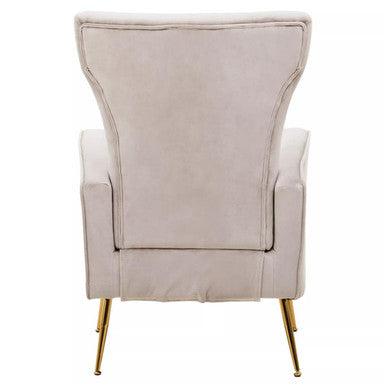 Zamora Mink Velvet Accent Chair With Gold Finish Legs