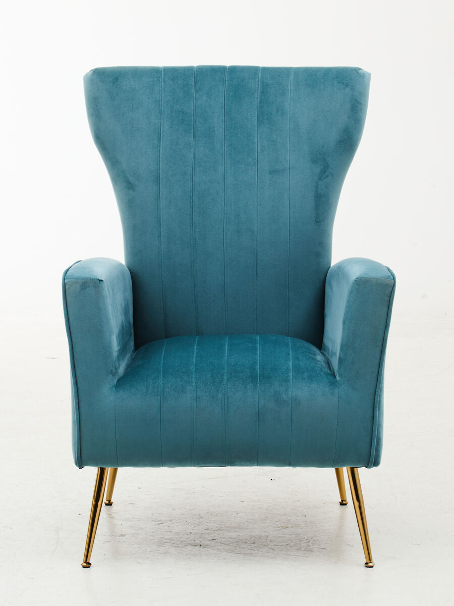 Zamora Green Velvet Accent Chair With Gold Finish Legs