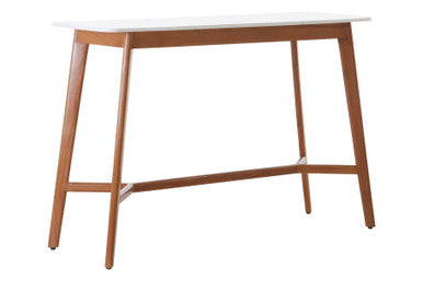 Myan Acacia Wood and White Marble Console Table - Image 3
